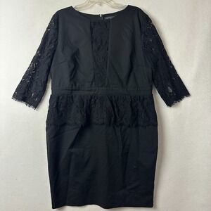 Paper Dolls London Black Lace‎ Peplum Sheath Dress Womens 18 3/4 Sleeve Cocktail